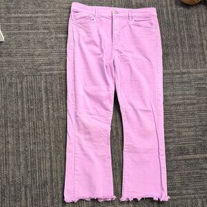 LOFT Light Purple Frayed Hem Flare Jeans